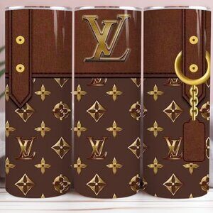 Brown Designer Tumbler with Gold Accents